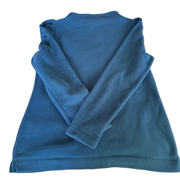 Talbots Teal Blue Puff Sleeve Fleece Sweatshirt Size S Medium Mock Neck - Picture 11 of 11